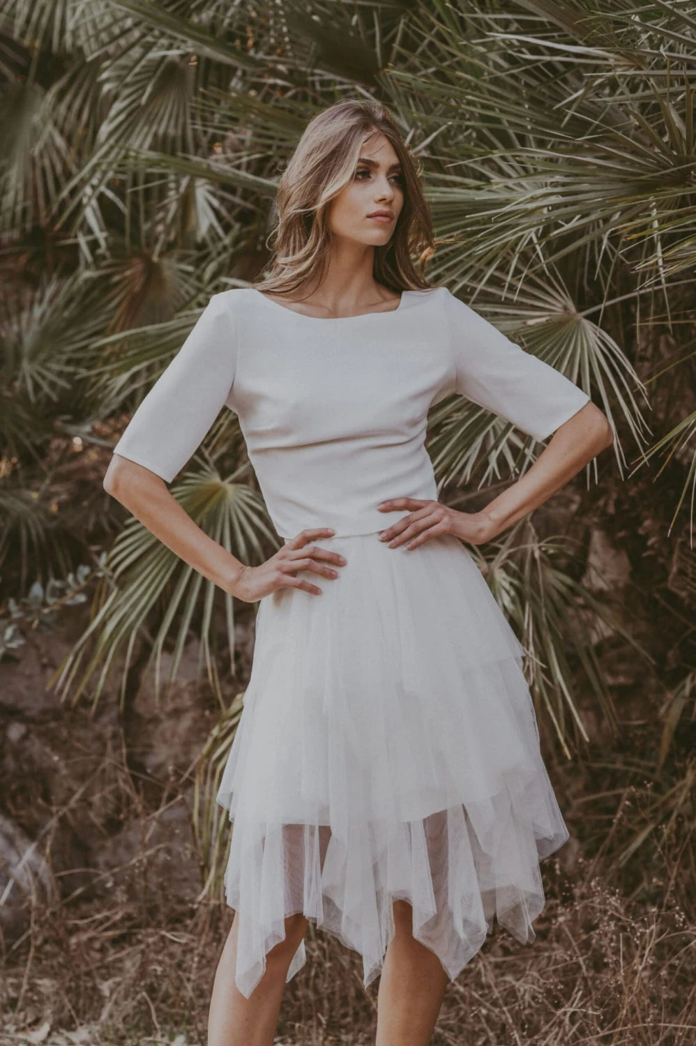 Jupe de mariée courte Rosa SD46 tulle volants Novias vue 3