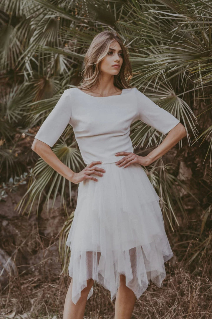 Jupe de mariée courte Rosa SD46 tulle volants Novias vue 3