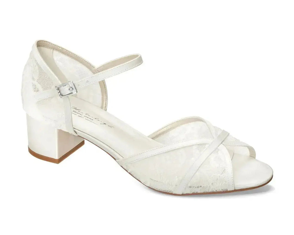 LINDSEY – SANDALES DE MARIÉE SATIN & DENTELLE IV0IRE G.Westerleigh