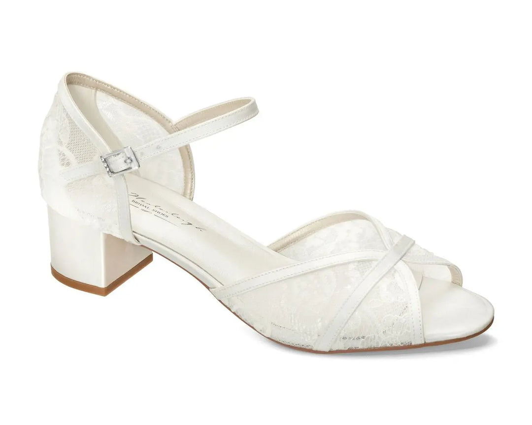 LINDSEY – SANDALES DE MARIÉE SATIN & DENTELLE IV0IRE G.Westerleigh