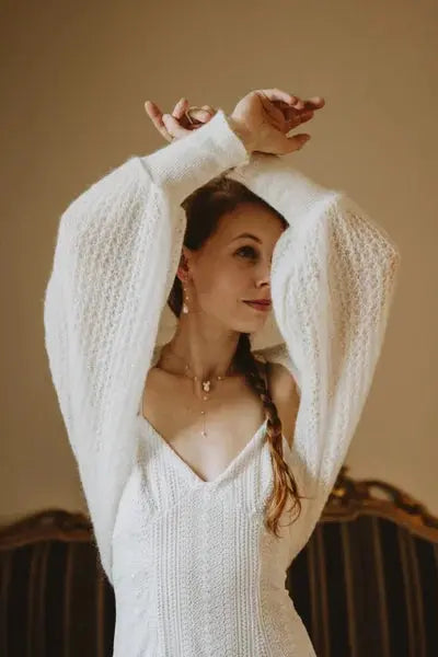 MANCHES GILET MARIÉE EN MOHAIR — MAILLE LÉGÈRE & ÉLÉGANTE — HÉLOÏSE Hortense