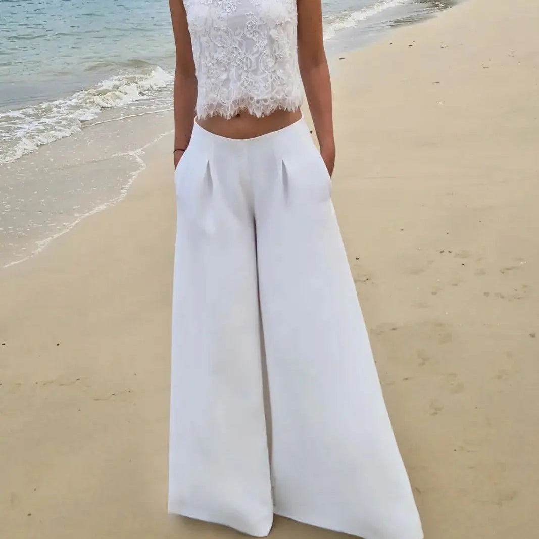 MARAVILLAS – PANTALON LARGE DE MARIÉE EN CRÊPE Novias
