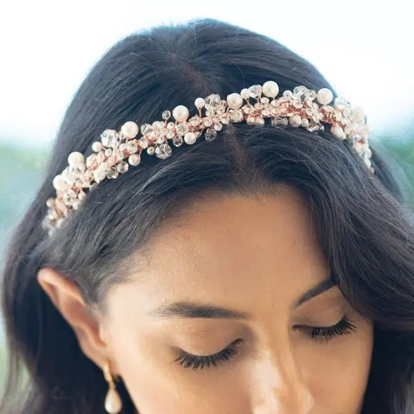 MARGOT – BANDEAU DIADÈME CRISTAUX & PERLES Ivory and co