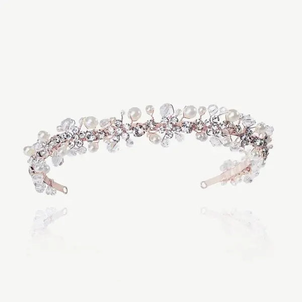 MARGOT – BANDEAU DIADÈME CRISTAUX & PERLES Ivory and co