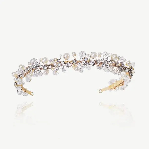 MARGOT – BANDEAU DIADÈME CRISTAUX & PERLES Ivory and co