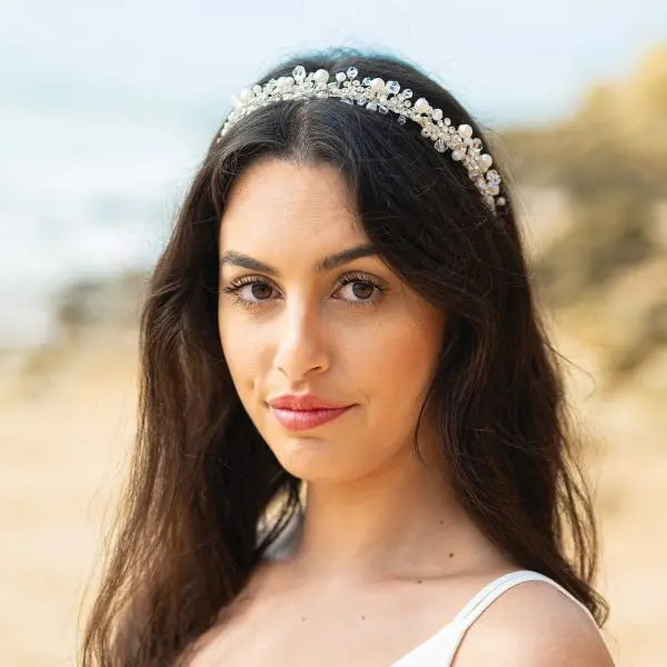 MARGOT – BANDEAU DIADÈME CRISTAUX & PERLES Ivory and co