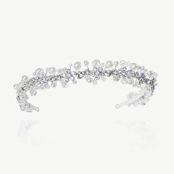 MARGOT – BANDEAU DIADÈME CRISTAUX & PERLES Ivory and co