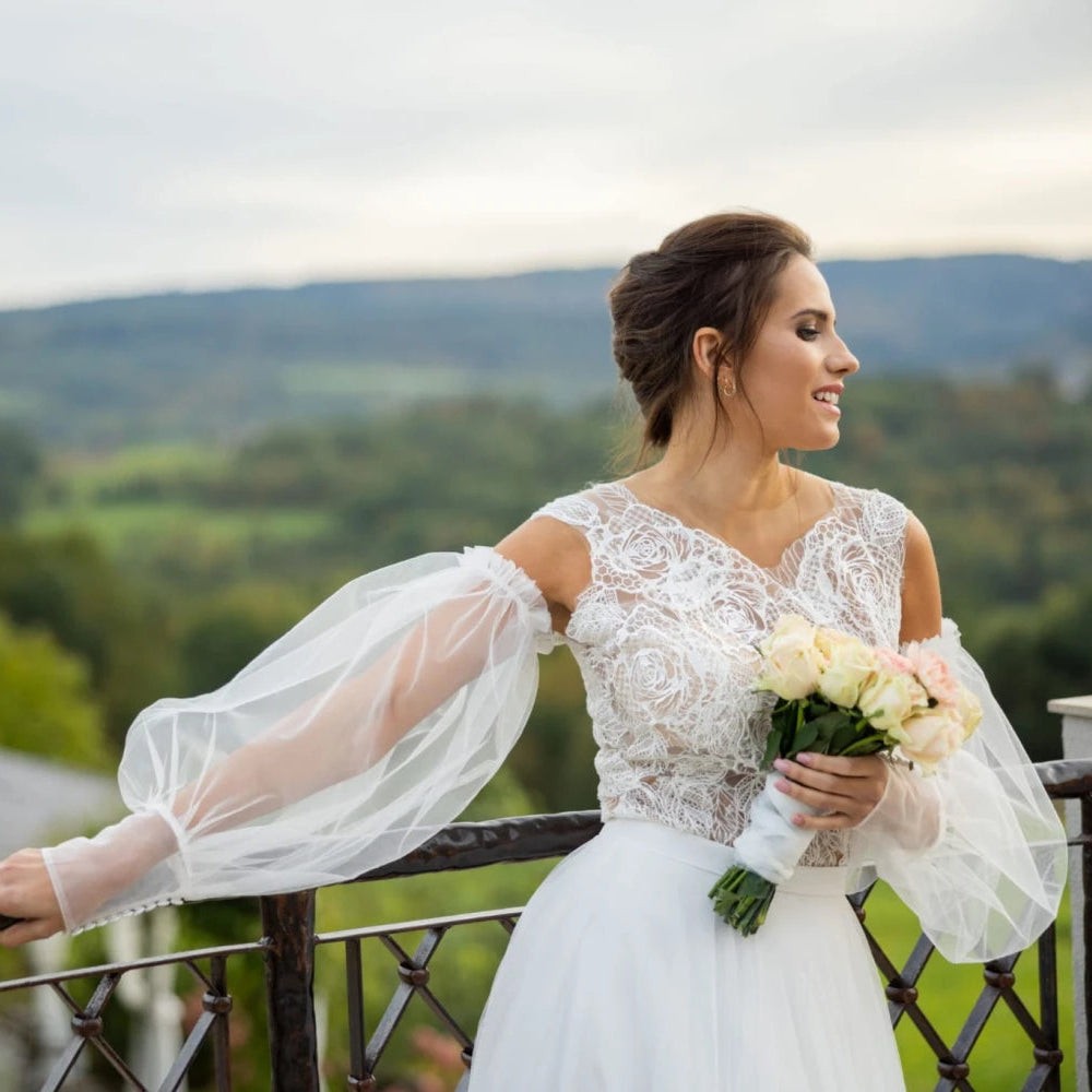 Manches amovibles de mariée Tadea SL1 tulle poignets boutonnés Novias vue 2