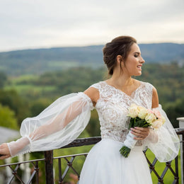 Manches amovibles de mariée Tadea SL1 – tulle – poignets boutonnés