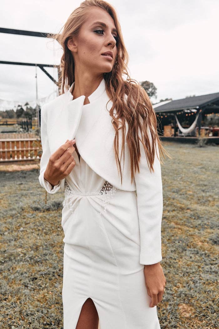 Veste de mariée courte laine et cachemire ivoire, mariage d'hiver