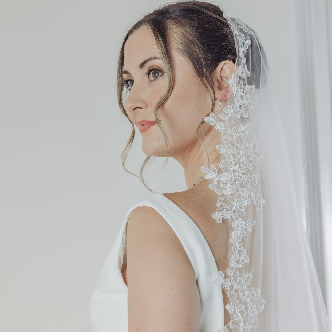 Mantille de mariée dentelle florale PBV9102 – 300 cm – The Perfect Bridal Company