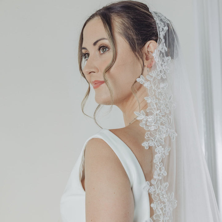 Mantille de mariée dentelle florale PBV9102 – 300 cm – The Perfect Bridal Company