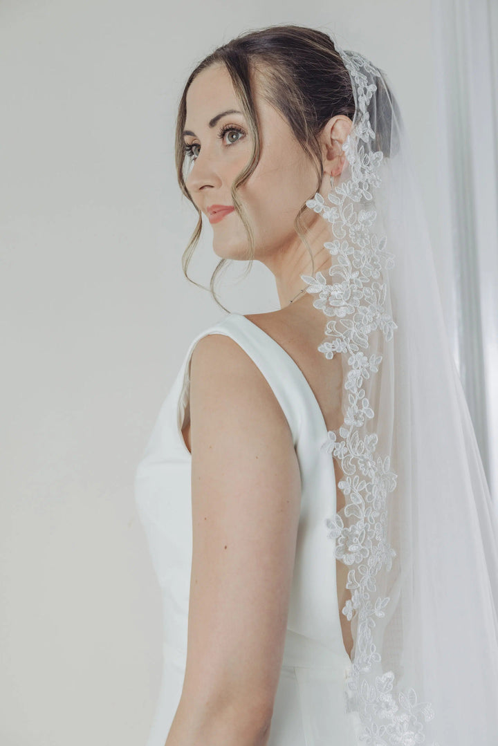 Mantille de mariée dentelle florale PBV9102 – 300 cm THE PERFECT BRIDAL COMPANY