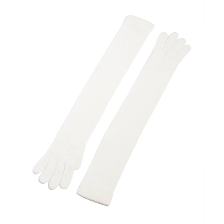 Marlene - Longs gants en pur cachemire point jersey: White Assia di Brunetti Federica e C. s.a.s.