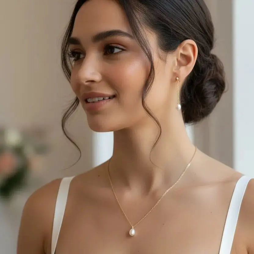 Pendantes perles de culture naturelles- métal argent ou or.L: Doré L'atelier du 6