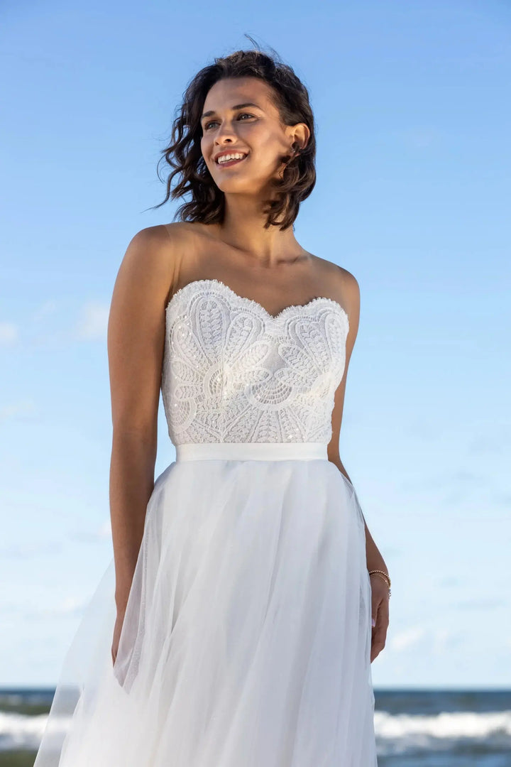 NOLA – BODY BUSTIER DE MARIÉE DENTELLE DÉCOLLETÉ CŒUR – BD41 Novias