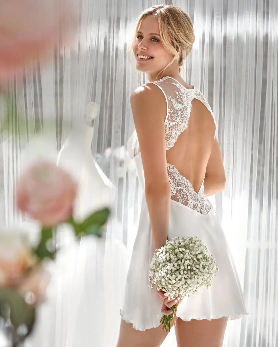 Dos Robes Nuisettes Nuisette Robe Longue Au Dos évasé En Soie