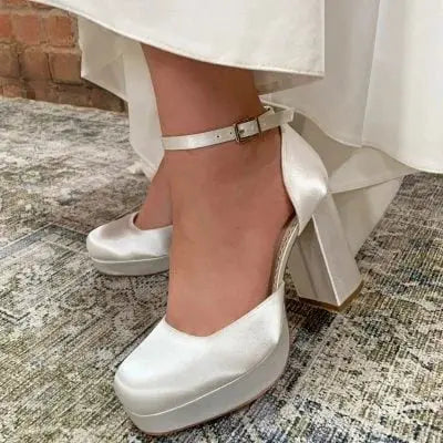 PALOMA – ESCARPINS DE MARIÉE À PLATEFORME | SATIN IVOIRE TEINTABLE THE PERFECT BRIDAL COMPANY