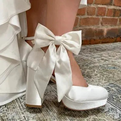 PALOMA – ESCARPINS DE MARIÉE À PLATEFORME | SATIN IVOIRE TEINTABLE THE PERFECT BRIDAL COMPANY