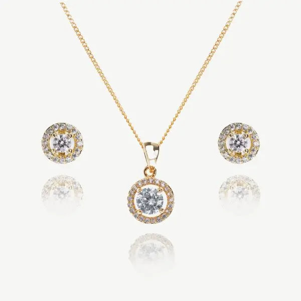 PARURE BALMORAL – COLLIER & BOUCLES SOLITAIRE ZIRCONIUM | ARGENT, OR OU OR ROSE Ivory and co