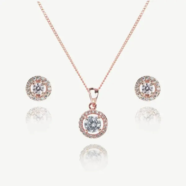 PARURE BALMORAL – COLLIER & BOUCLES SOLITAIRE ZIRCONIUM | ARGENT, OR OU OR ROSE Ivory and co