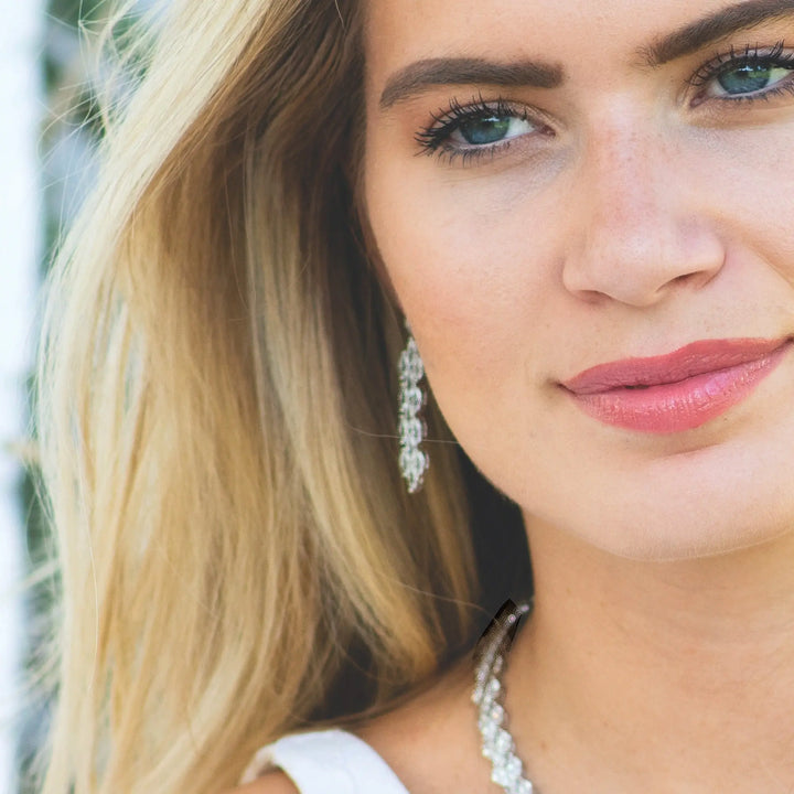 PARURE BIJOUX MARIÉE LINCOLN – CHEVRON CRISTAL | RHODIUM IVORY AND CO