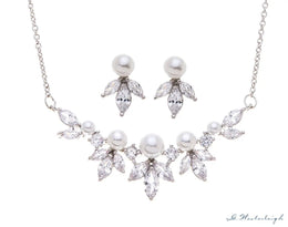 Parure de mariée DZ0509S – zircons et perles, rhodium