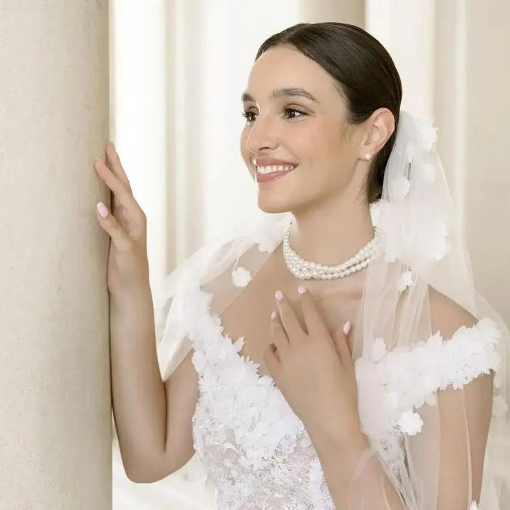 PARURE DE BIJOUX DE MARIÉE NS002 – CHOKER EN PERLES RAS DU COU ET BOUCLES D’OREILLES G.Westerleigh