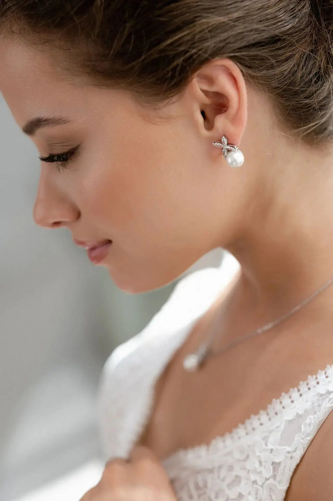 PARURE DE BIJOUX MARIÉE CRISTAUX ZIRCONIUM & PERLES – JSC35 G.Westerleigh