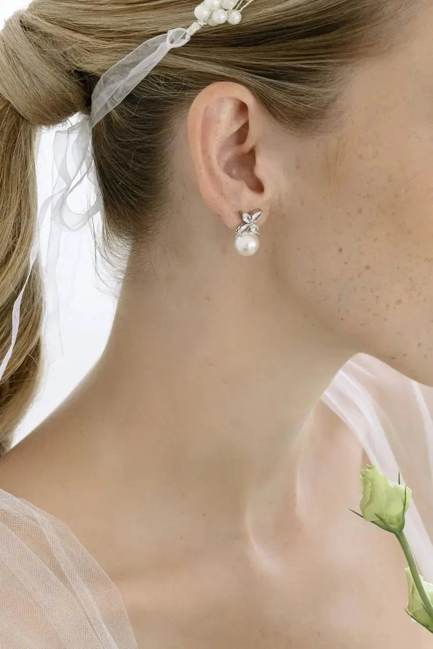 PARURE DE BIJOUX MARIÉE CRISTAUX ZIRCONIUM & PERLES – JSC35 G.Westerleigh