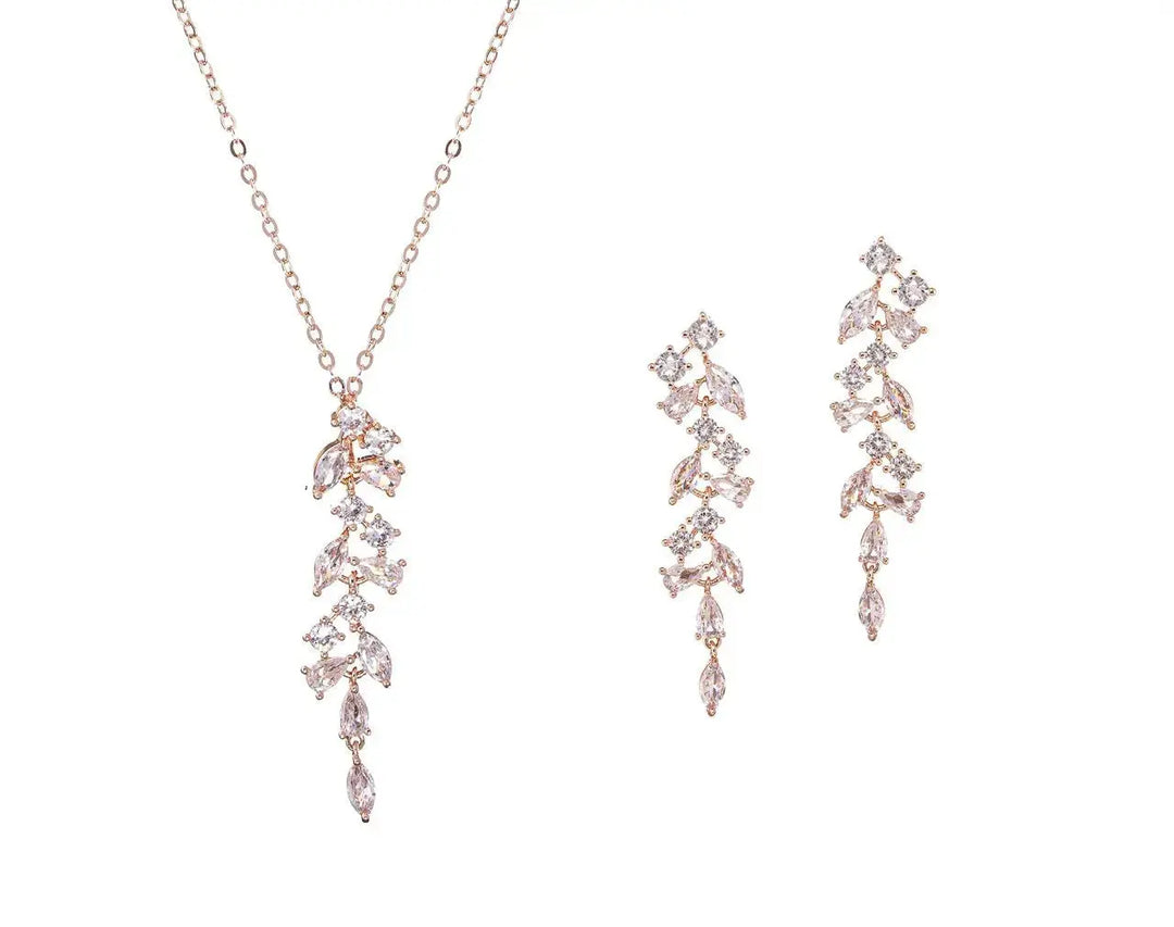 PARURE DE BIJOUX MARIÉE CRISTAUX & FINITION OR ROSE – NS074RG – G.Westerleigh