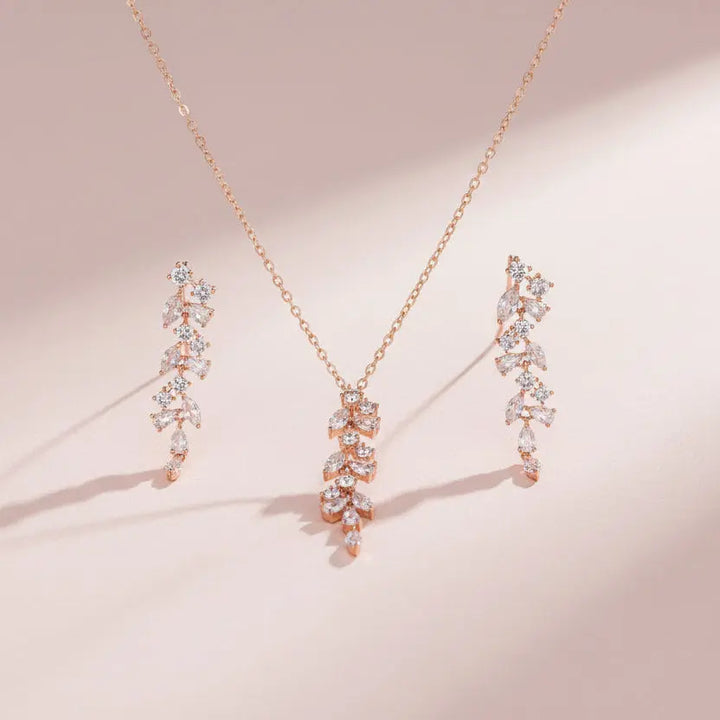 PARURE DE BIJOUX MARIÉE CRISTAUX & FINITION OR ROSE – NS074RG – G.Westerleigh