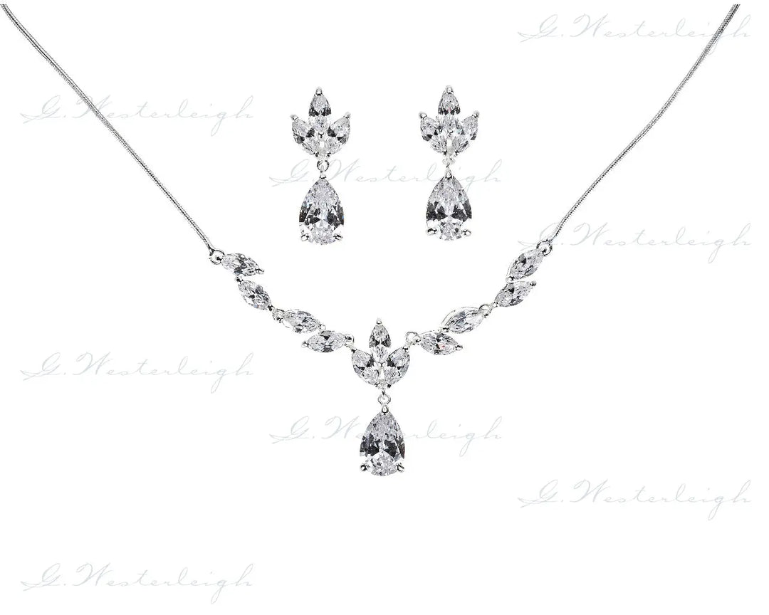 PARURE DE MARIÉE JN070 – CRISTAUX ZIRCONIUM & FINITION RHODIÉE G.Westerleigh