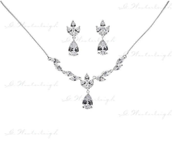 PARURE DE MARIÉE JN070 – CRISTAUX ZIRCONIUM & FINITION RHODIÉE G.Westerleigh