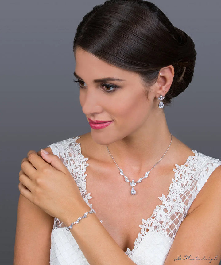 PARURE DE MARIÉE JN070 – CRISTAUX ZIRCONIUM & FINITION RHODIÉE G.Westerleigh