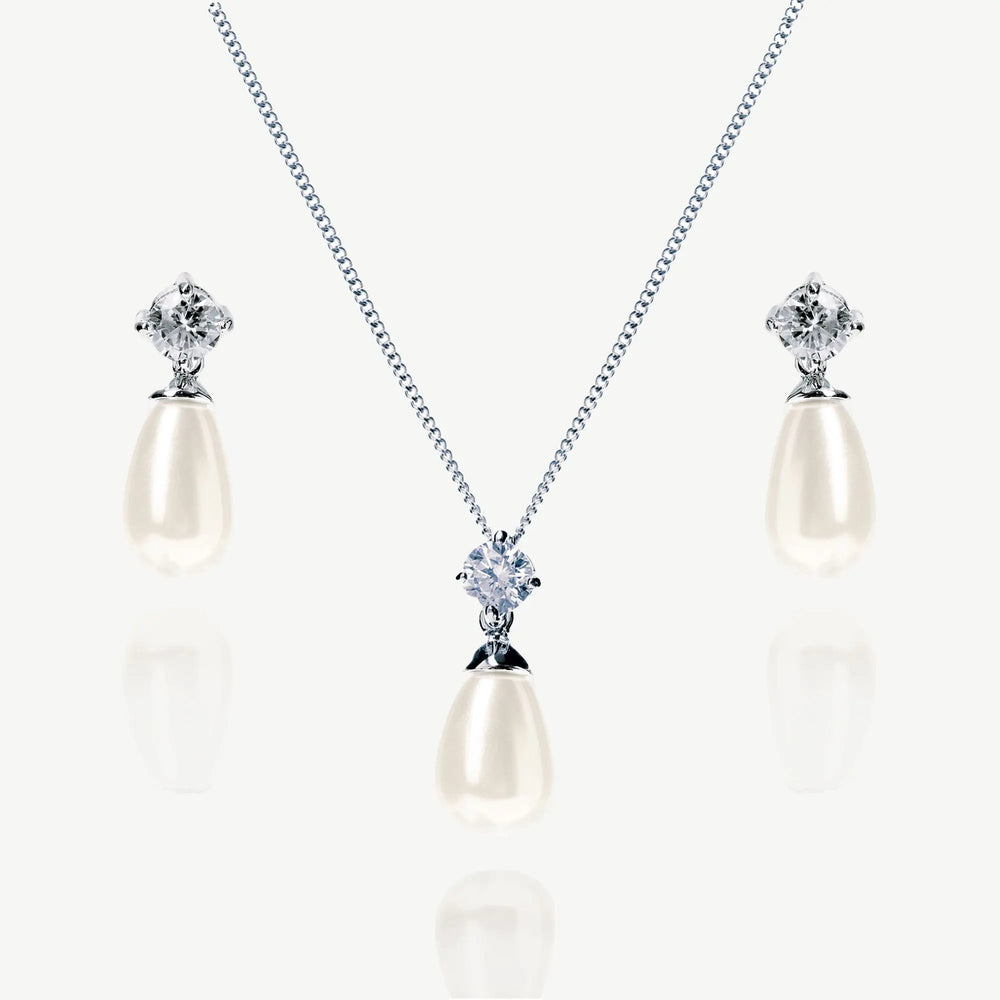 PARURE IMPERIAL PEARL – GOUTTE CRISTAL & PERLE | RHODIUM Ivory and co