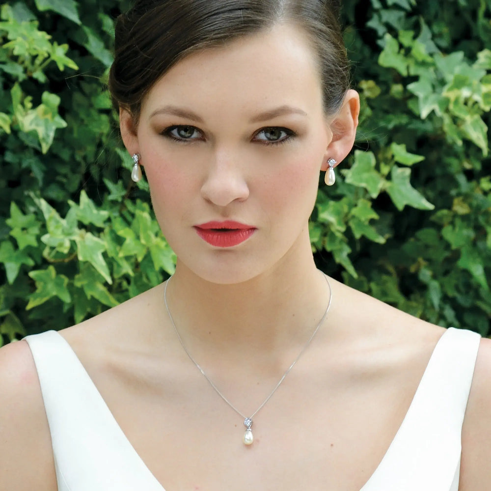 PARURE IMPERIAL PEARL – GOUTTE CRISTAL & PERLE | RHODIUM Ivory and co