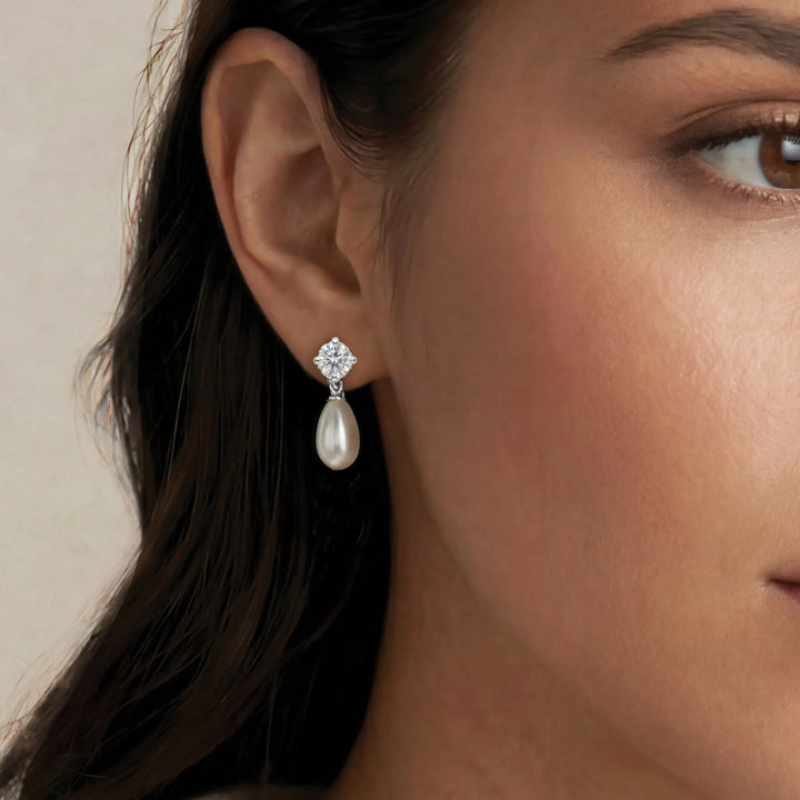 PARURE IMPERIAL PEARL – GOUTTE CRISTAL & PERLE | RHODIUM Ivory and co