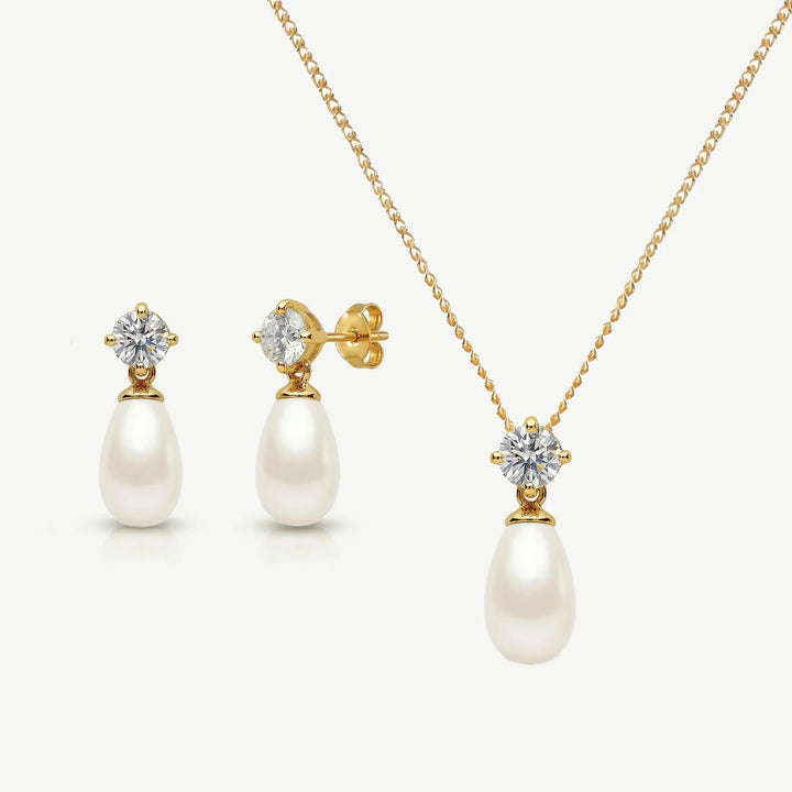 PARURE IMPERIAL PEARL – GOUTTE CRISTAL & PERLE | RHODIUM Ivory and co