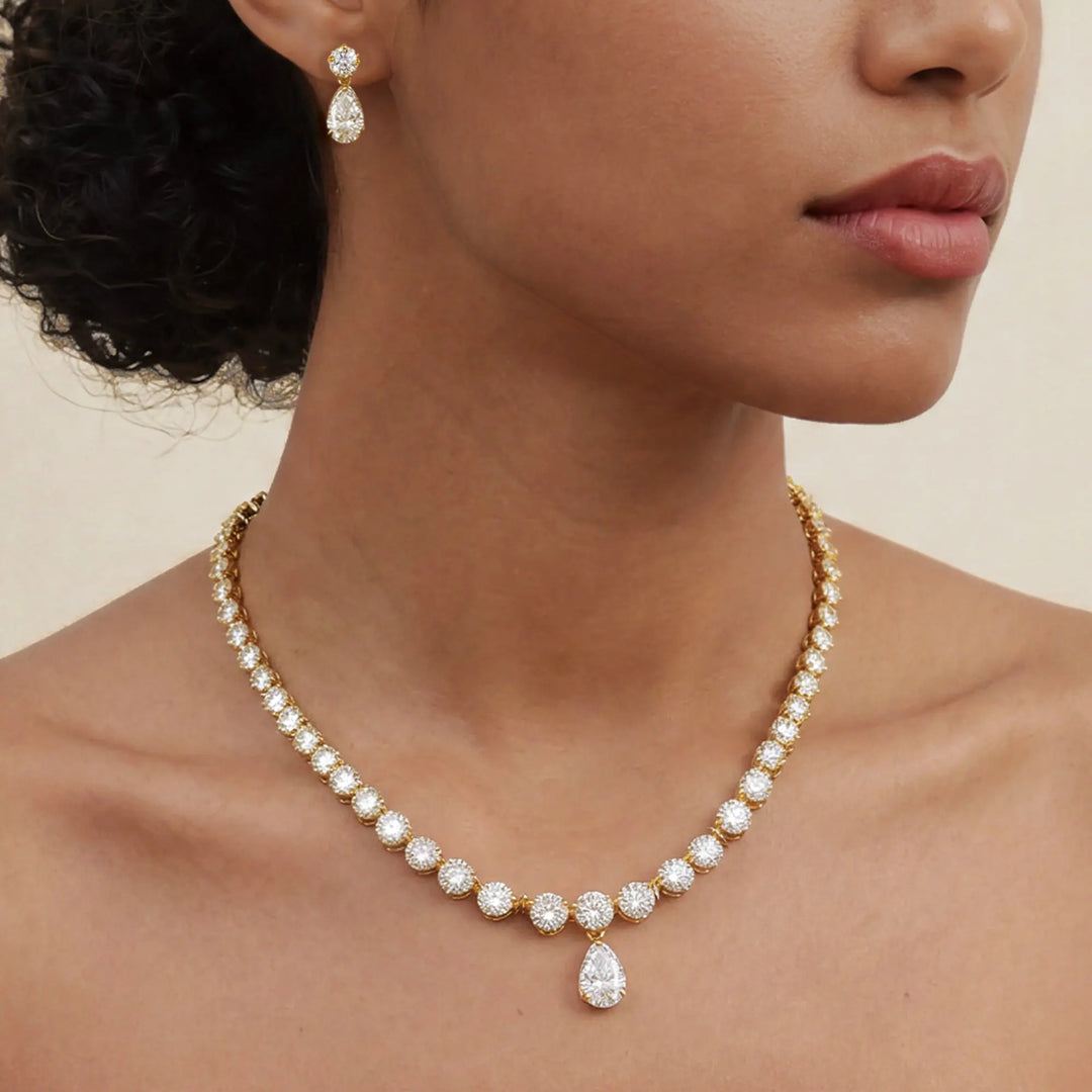 PARURE IMPERIAL – GOUTTE CLASSIQUE EN ZIRCONIUM | RHODIUM Ivory and co