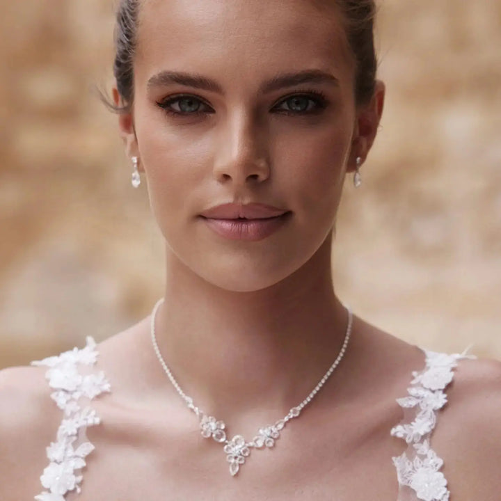 PARURE MARIAGE COLLIER ET BOUCLES D'OREILLES N13 Bianco Evento