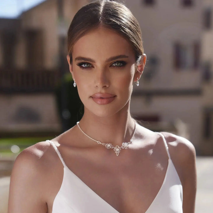 PARURE MARIAGE COLLIER ET BOUCLES D'OREILLES N13 - Mas Accessoires