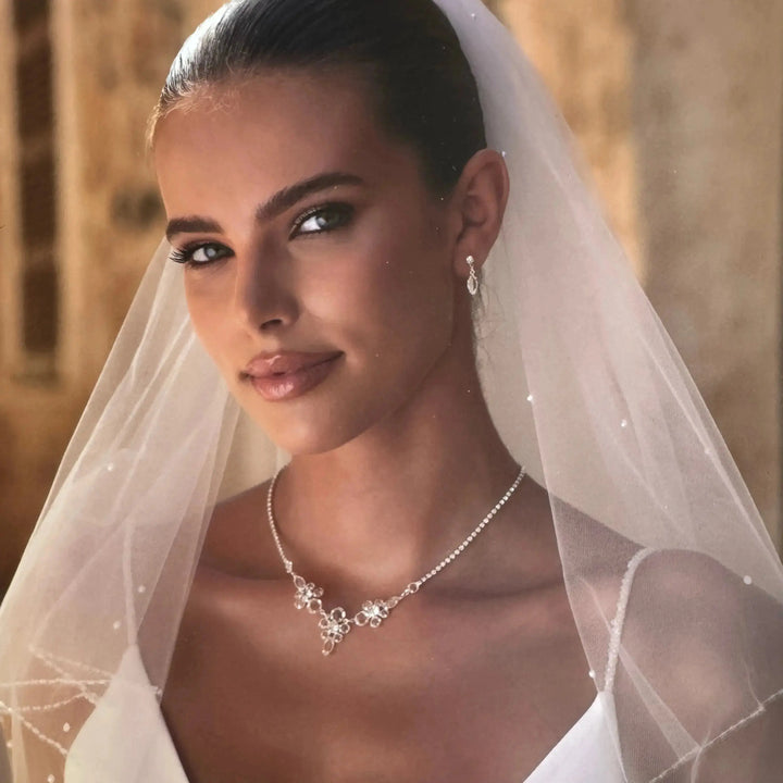 PARURE MARIAGE COLLIER ET BOUCLES D'OREILLES N13 BIANCO EVENTO