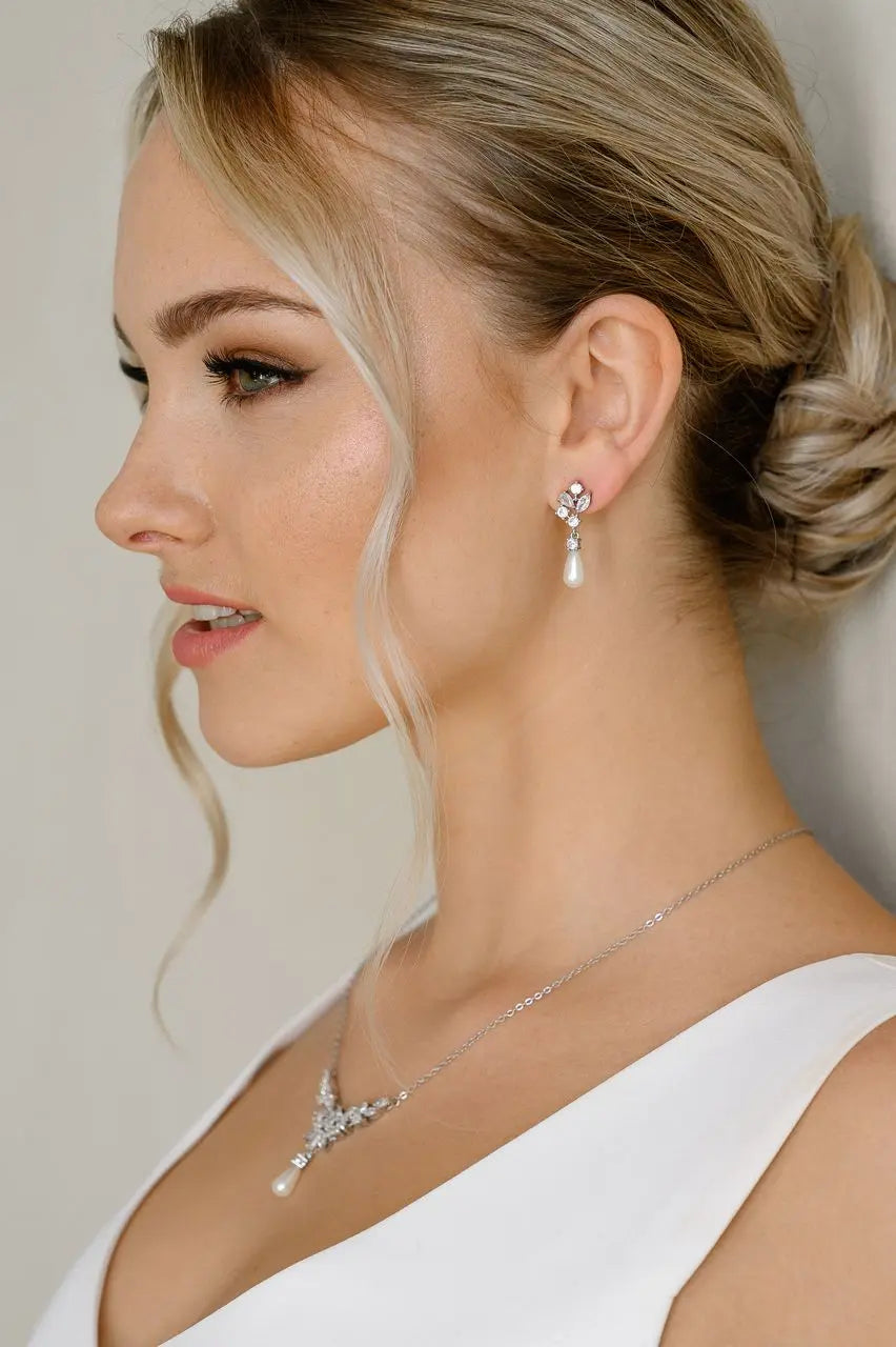 Parure De Bijoux De Mariage – Collier Et Boucles D’oreilles En Strass En Forme De Larme, Cristal, Pour Femme - 9