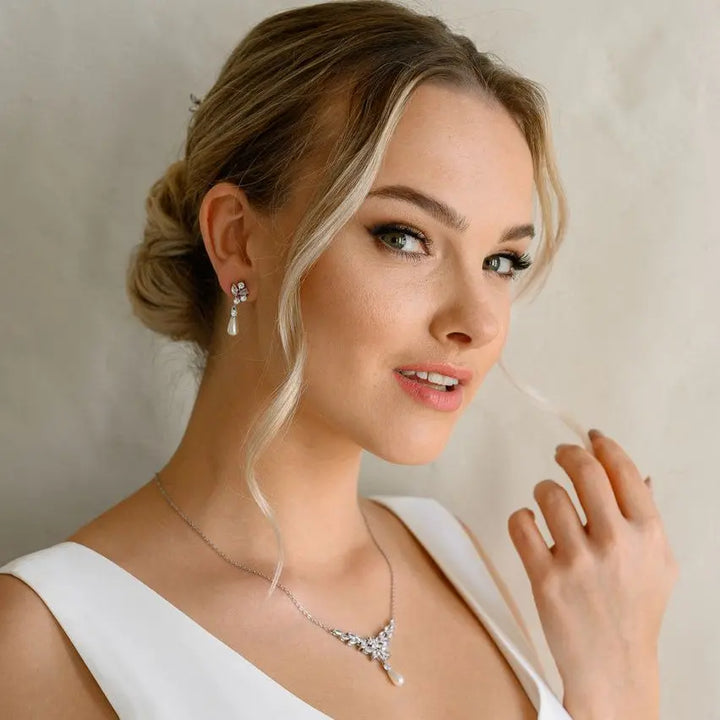 PARURE MARIAGE CRISTAUX ZIRCONS & PERLES JS1019 G.Westerleigh