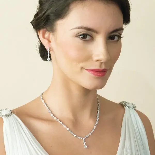 Parure de mariée goutte zircons argent, modèle Kensington