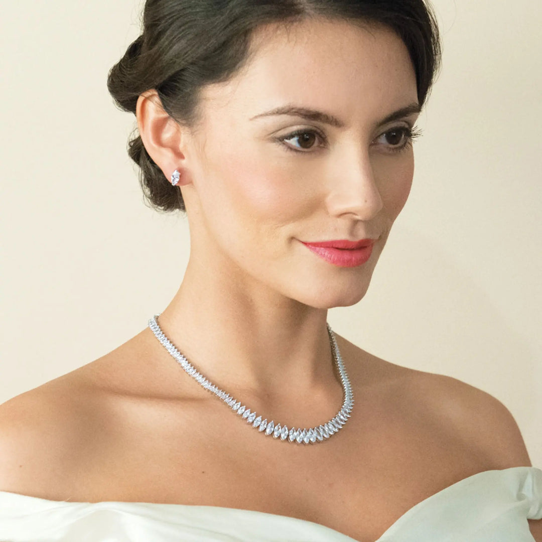 PARURE MARIAGE ZIRCONS TAILLE MARQUISE TRUE LOVE Ivory and co