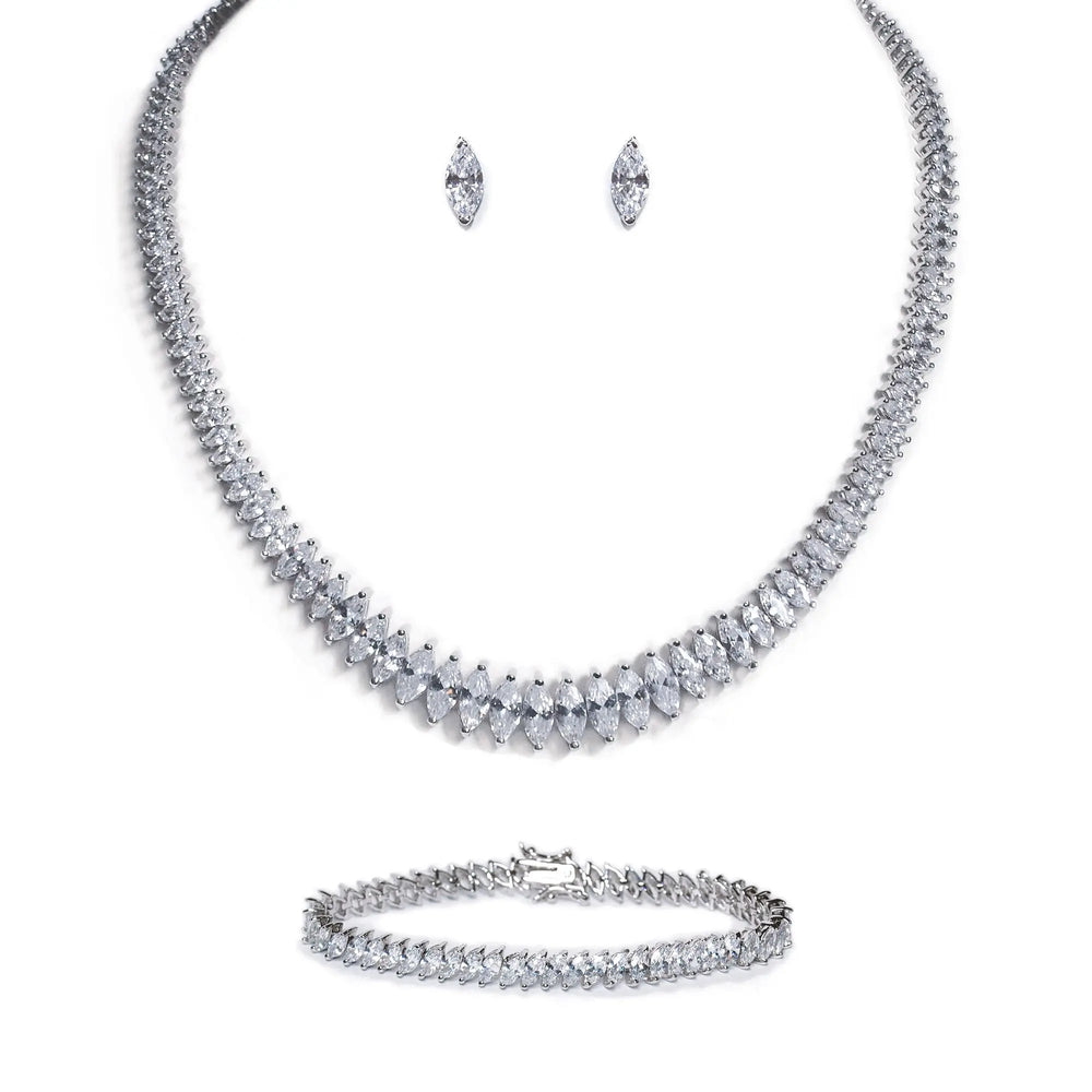 PARURE MARIAGE ZIRCONS TAILLE MARQUISE TRUE LOVE Ivory and co