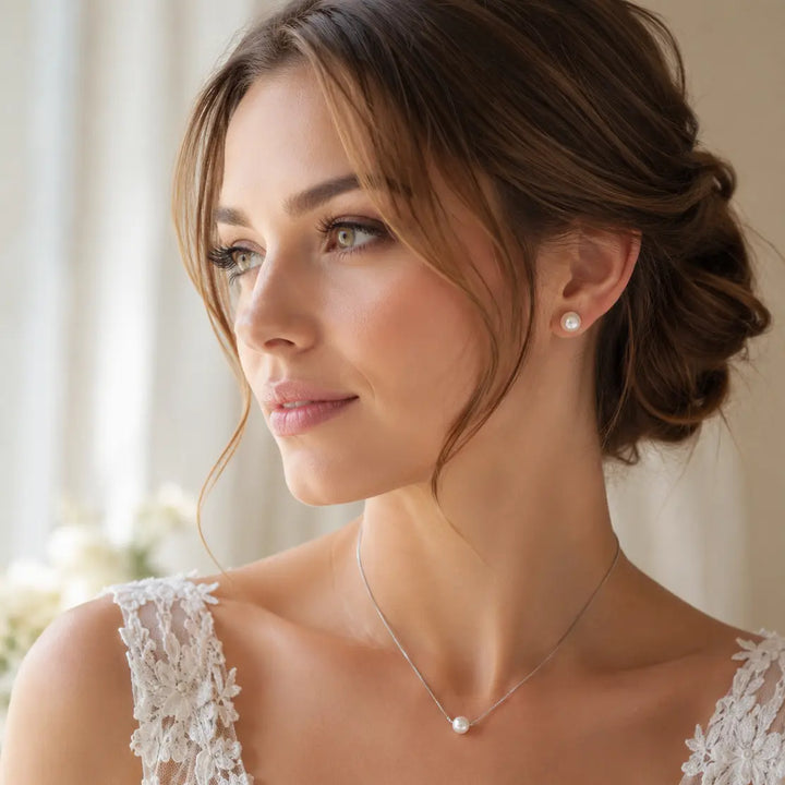PARURE MARIÉE COLLIER & BOUCLES D'OREILLES PERLES D'EAU DOUCE – PNO4 G.Westerleigh