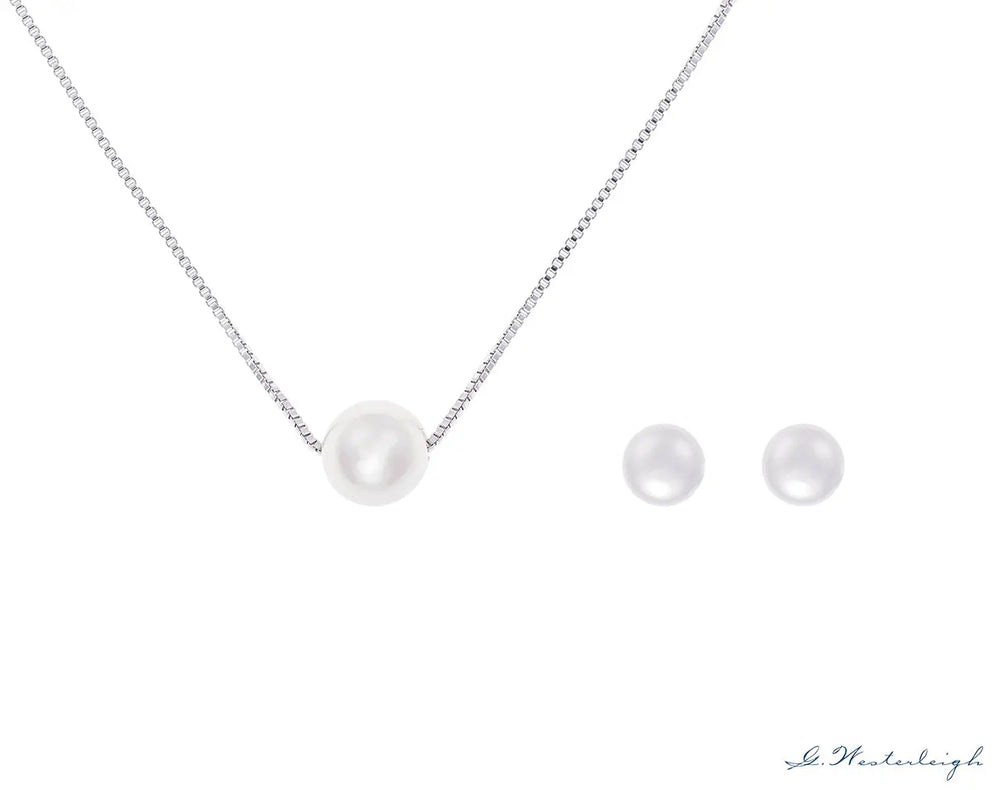 PARURE MARIÉE COLLIER & BOUCLES D'OREILLES PERLES D'EAU DOUCE – PNO4 G.Westerleigh